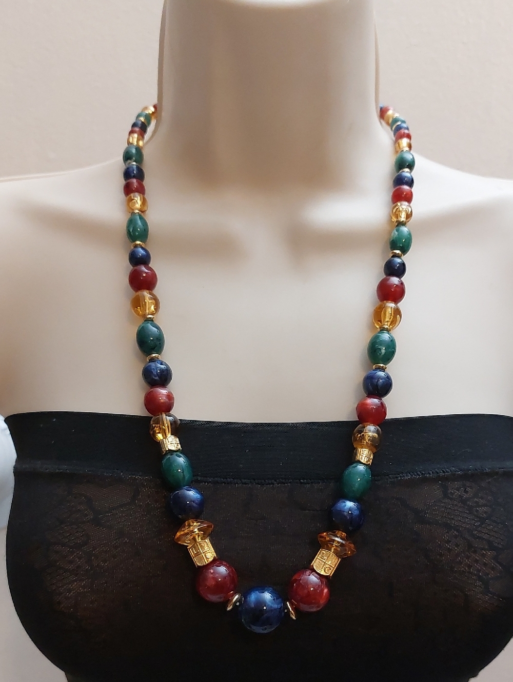 Vintage Liz Claiborne Multicolor Beaded Statement Necklace